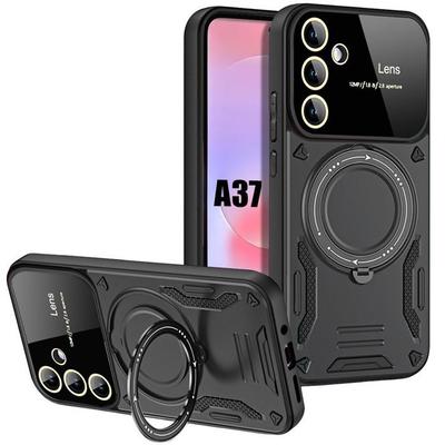 Case for Samsung Galaxy A37 5G, Shockproof Hard with Magnetic Ring Camera Protection - Black