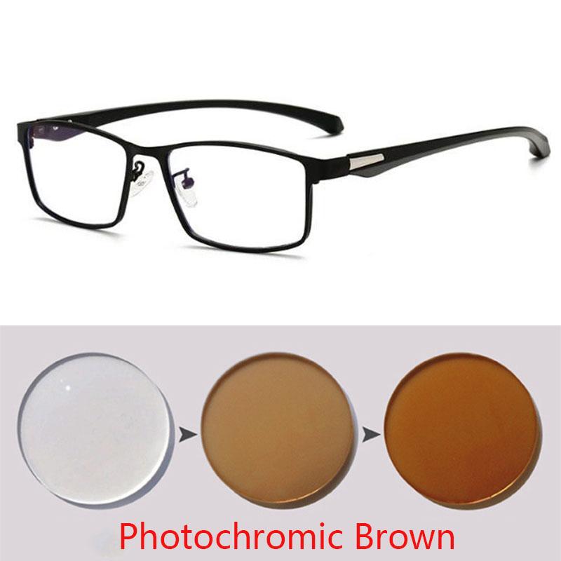 Square Finished Myopia Glasses Full Metal Frame Ultralight Shortsight Spectacles 0 -0.5 -1.0 -2.0 To -6.0