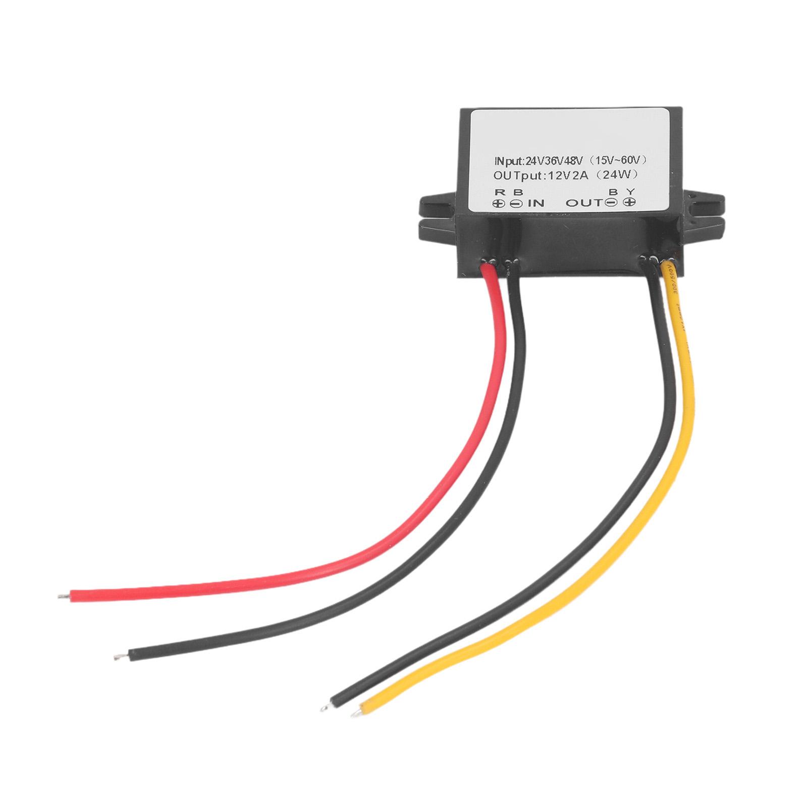 

DC to DC Buck Converter 24V 36V 48V to 12V 2A 24W High Efficiency IP67 Waterproof Voltage Reducer