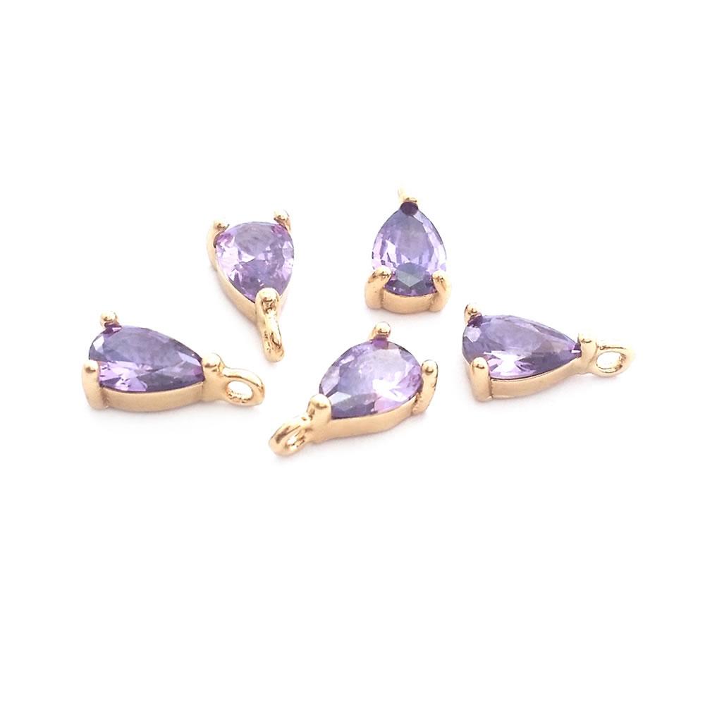 10PCS 4x6MM High Quality Champagne Gold Color Brass and Glass Drop Shape Charms Pendants Jewelry Earrings Findings Accessories