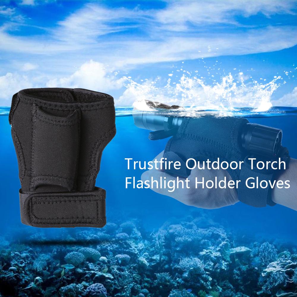 Trustfire Outdoor Torch Flashlight Holder Soft Neoprene Hand Arm Mount Wrist Strap Glove Hand Free