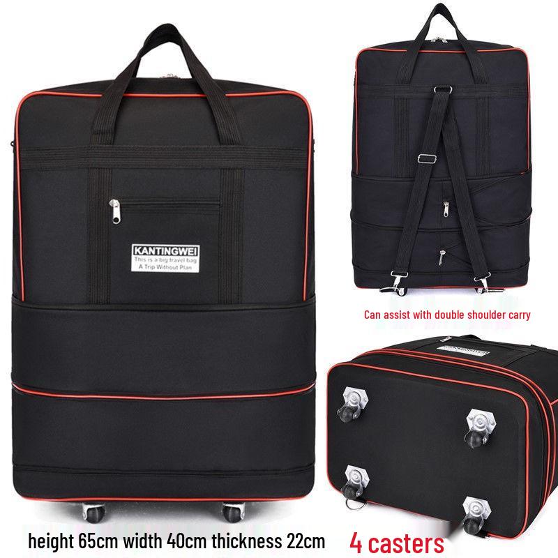 158L Aviation Large Capacity Rolling Travel Bag - Foldable Wheeled Luggage Storage, Oxford Cloth