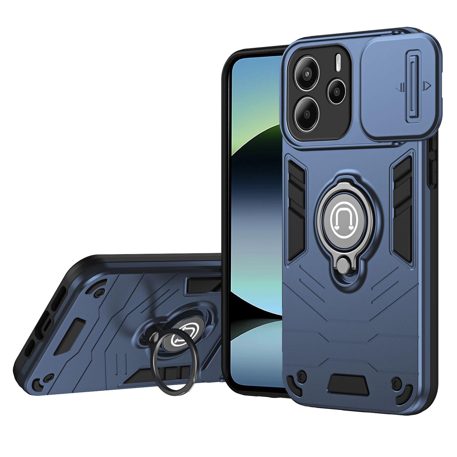 

Для Xiaomi Redmi Note 14 4G (164,84мм) Чехол-слайдер Camshield с подставкой, чехол для телефона из ПК+ТПУ Blue