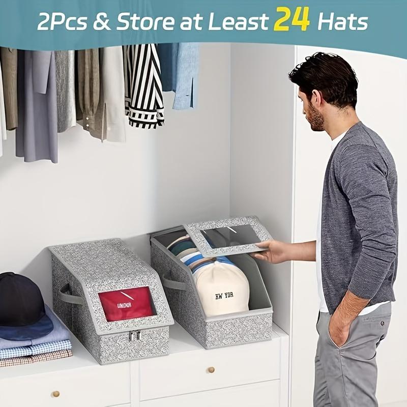 1pc Stackable Storage Bag Multi-functional Hat Organizer - Large-capacity Stackable Baseball Cap Storage Box for Home Use Fabric