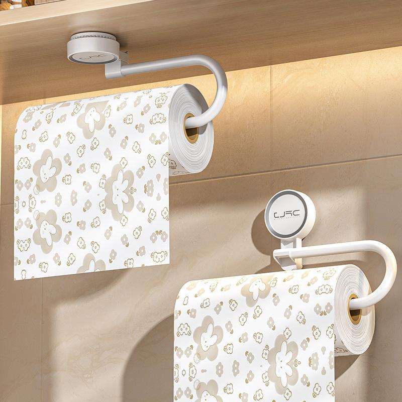 Suction Cup Kitchen Tissue Shelf Wall Hanging Paper Rack No Punching Roll Paper Rack Lazy Rag Hanging Rod Oil-absorbing Paper Hanger