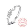 925 Sterling Silver Jewelry Crystal Stars Open Finger Rings for Women Wedding Party Jewelry For Girls Friend Gift