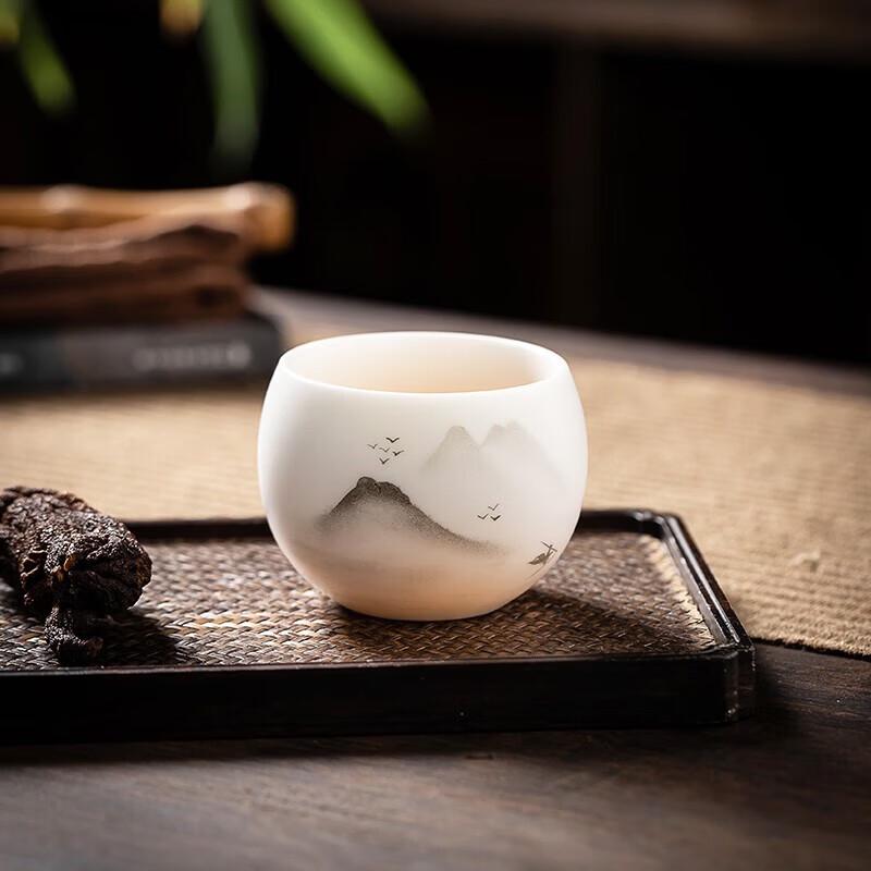 Hand-painted Gold Inlaid Jade Porcelain Cup