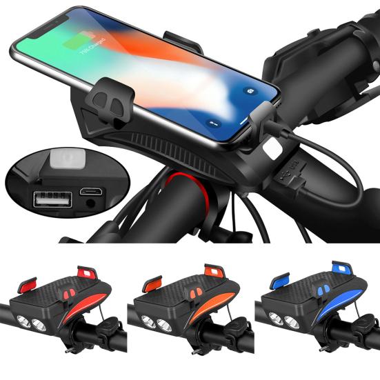 

Светодиодный фонарь с зарядкой через USB, велосипедный фонарь, велосипедный гудок, держатель для телефона на руль