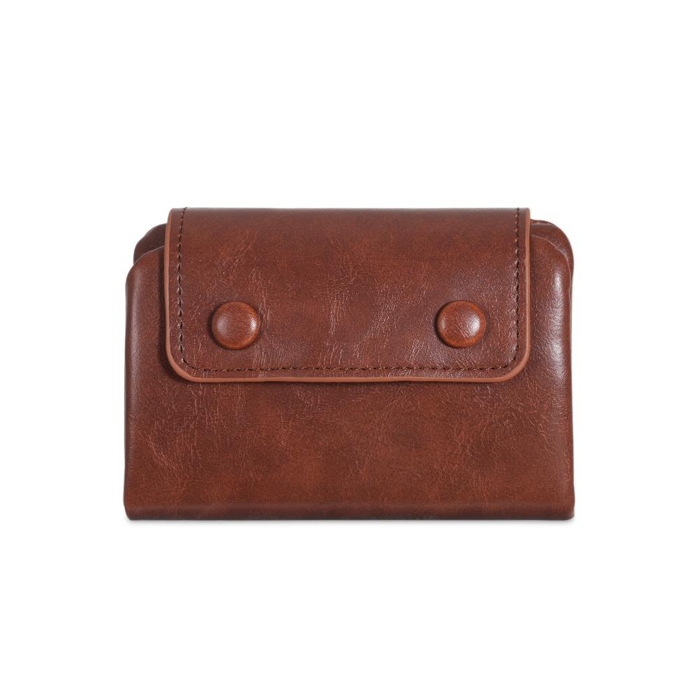 Compact Coin Purse Multi-Card Slot Card Holder Fashion Leather Korean Wallet Business коричневый