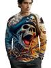 Men's Skull Graphic T-Shirts long Sleeve Skeleton 3D Print Street man t shirt autumn O-Neck Casual Y2k Top oversize Men clothing