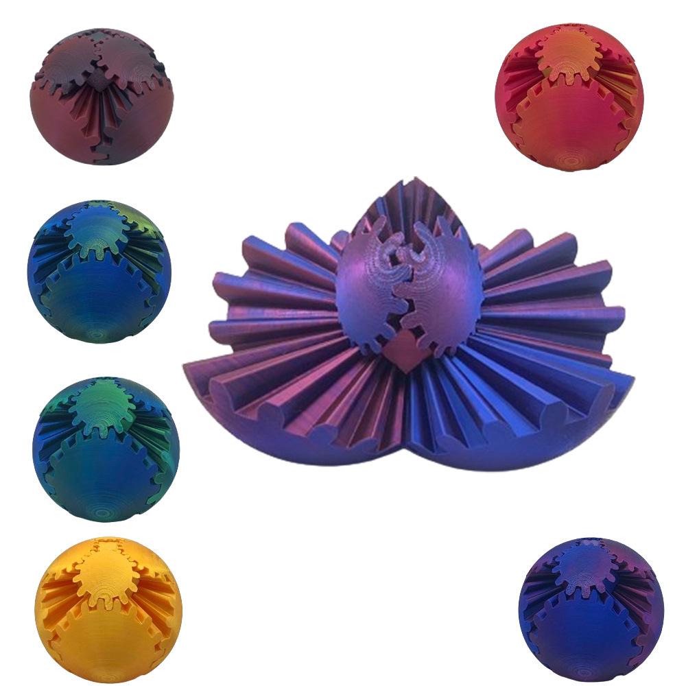 3D Printed Gear Spin Ball - Rotating Gear Ball Toy