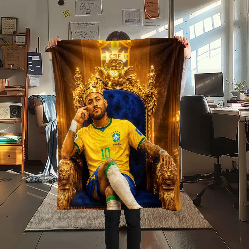 1PC Neymar Patterned Flannel Blanket Suitable For All Seasons for Home Decor Warmth and Comfort Gifts Holiday Present
