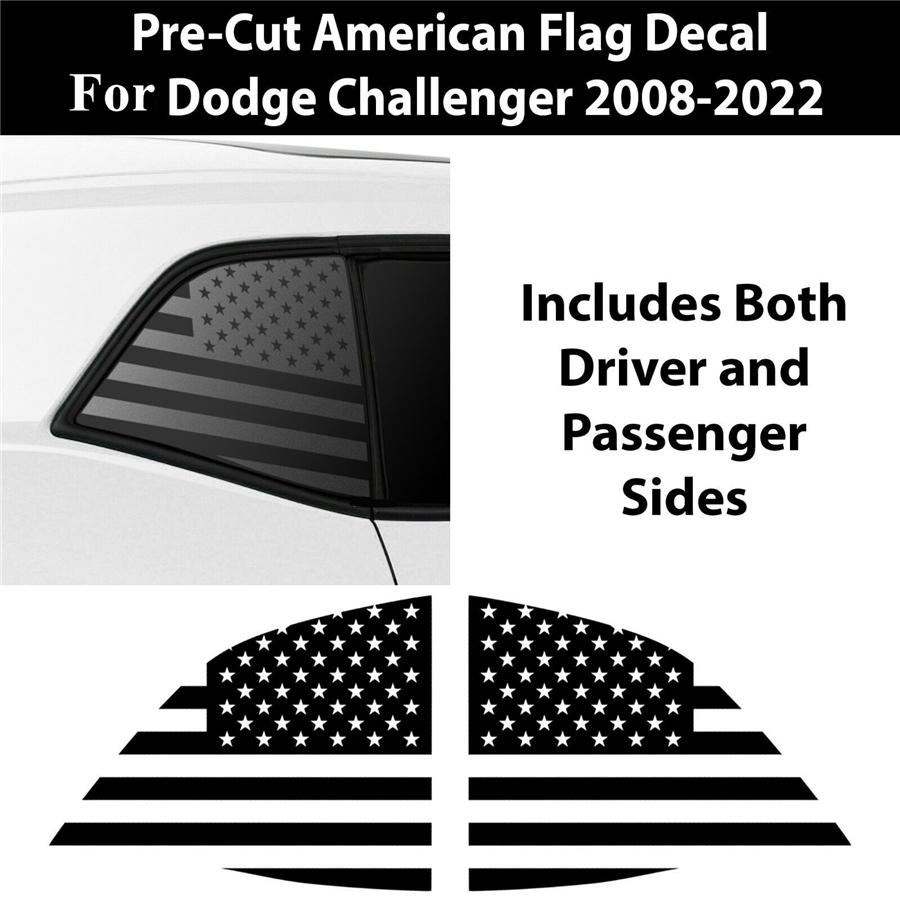 2Pcs For 2008-22 Dodge Challenger Distressed American Flag Window Decal Sticker