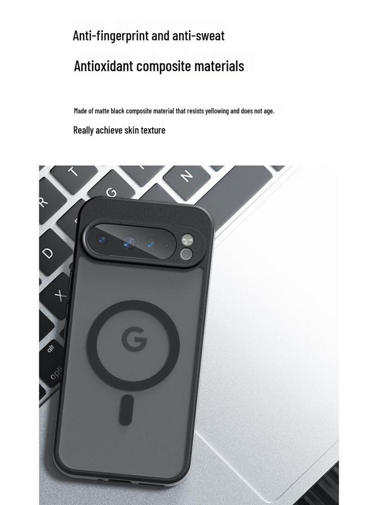 Capa Magnética para Celular Google 9ProXL - Capa Protetora MagSafe com Toque de Pele Fosca para Pixel 9