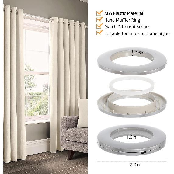 WICHEMI 50PCS Curtain Grommet, Curtain Eyelet Rings Clips Inner Diameter 1-9/16"(40mm) Nanoscale Grommets for Curtain Low Noise Roman Ring for Window