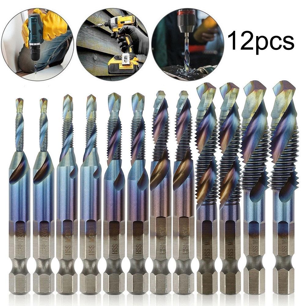 Hex Shank Plated Screw Thread Drill Bits Wide Spiral Groove High Efficiency