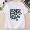 Fashion Cotton ShortSleeve TShirt Japanese Korean Flower Printed Tshirts Streetwear Style Cotton Unisex Unisex Clothes Designer
