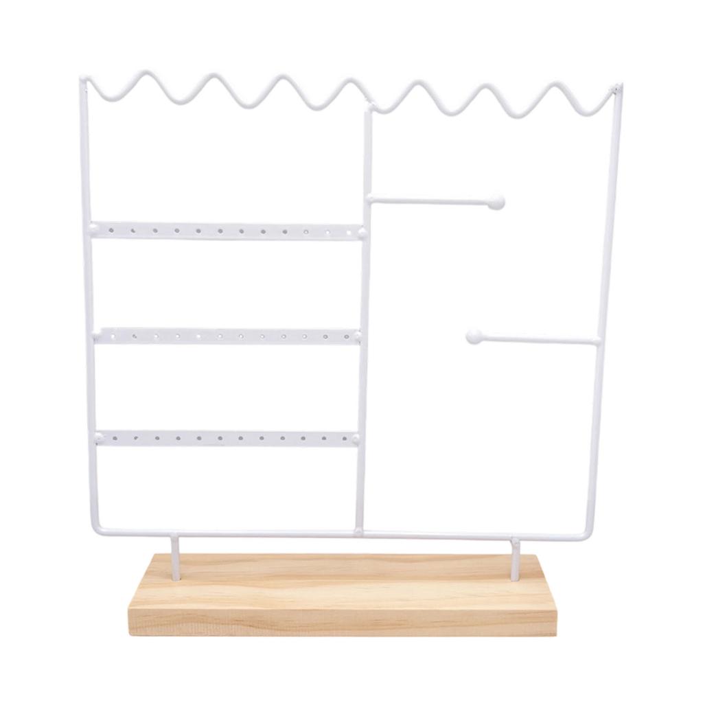 Wood Base Jewelry Display Stand with Detachable Funtion Earring Organizer for Tabletop Storage Home Shop Decoration