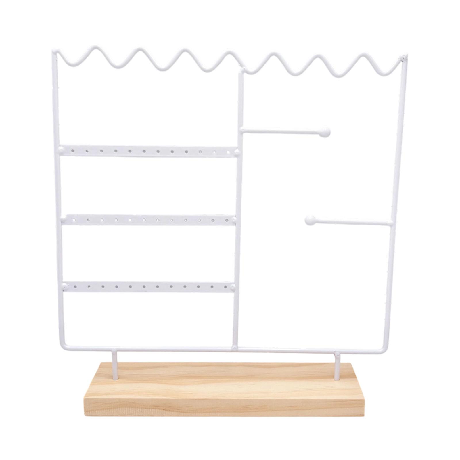 

Wood Base Jewelry Display Stand with Detachable Funtion Earring Organizer for Tabletop Storage Home Shop Decoration белый