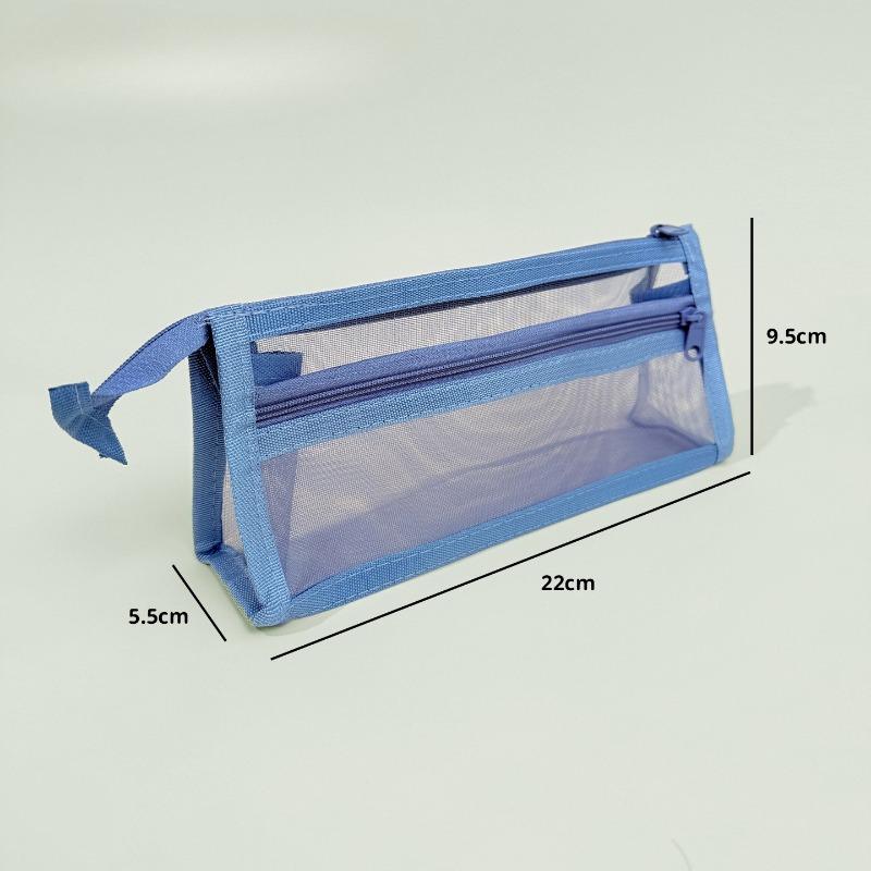Transparent Mesh Double-layer Three-dimensional Large-capacity Stationery Box, Student Exam Stationery Bag, Children's Pencil Case
