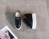 2025 Spring/Autumn Breathable Women's 11cm Height-Increasing Hollow Leather Thick-Soled Casual Black Shoes