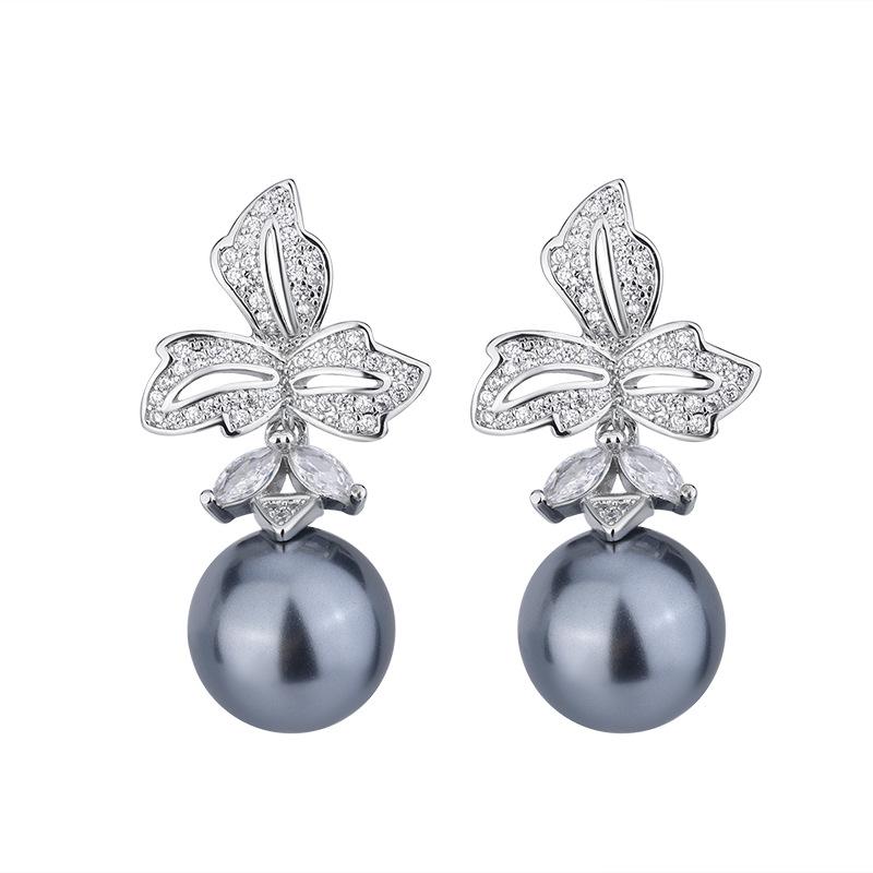 Jewelry Copper Bottom Gold-Plated Inlaid Fritillary Pearl Temperament Set Female 14Mm12Mm