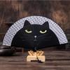 Wooden Bamboo Folding Fan Exquisite Cartoon Cat Pattern Summer Hand Fan for Home Patio Decor Graduation Souvenir Gift
