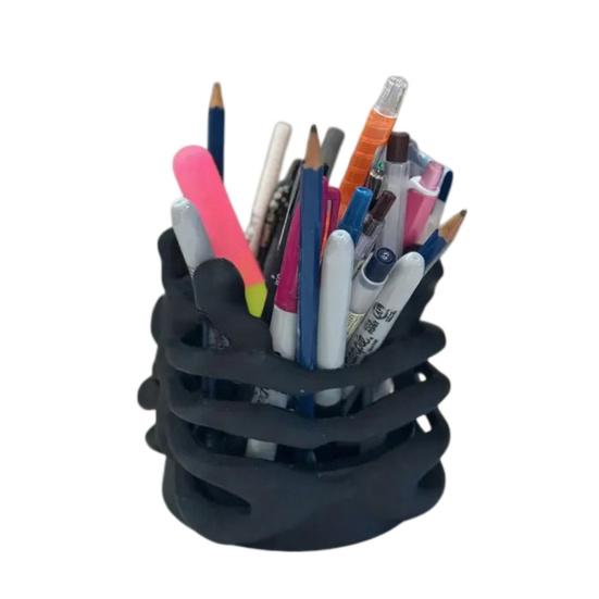 Ribcage Pen Holder Gothic Makeup Brush Holder 3D Printed Anatomy-Themed Skull Pen Holder Desktop Organizer for Vanity Desk Office Room Decor