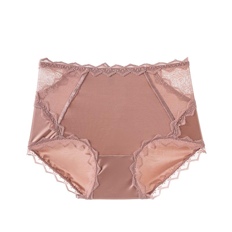 Women's Plus Size High-Waisted Satin Lace Panties - Sexy, Breathable, and Comfortable with Pure Cotton Crotch