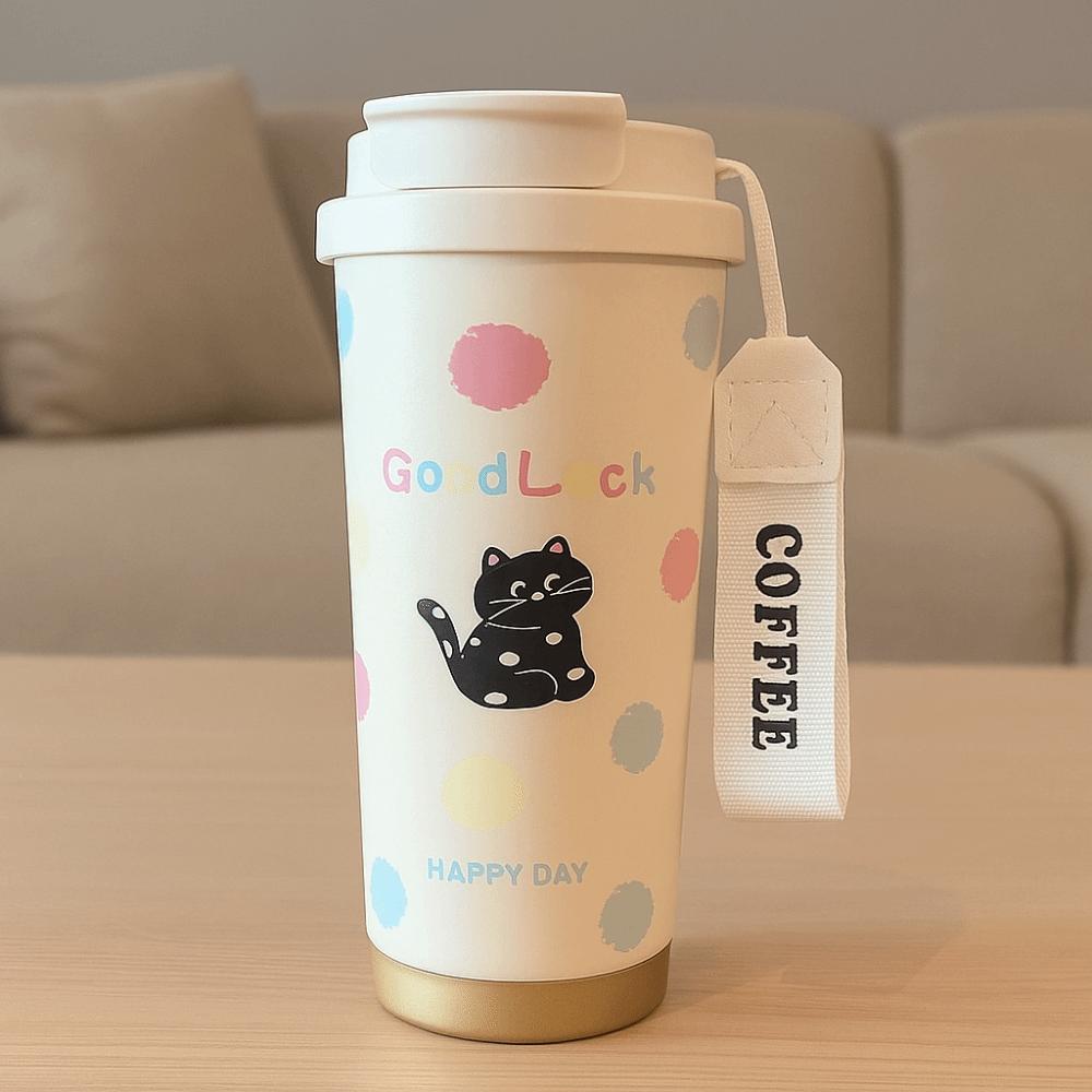 Leak-Proof Stainless Steel Mug Cartoon Pattern Coffee Cup Cute Thermal Mug  Hiking
