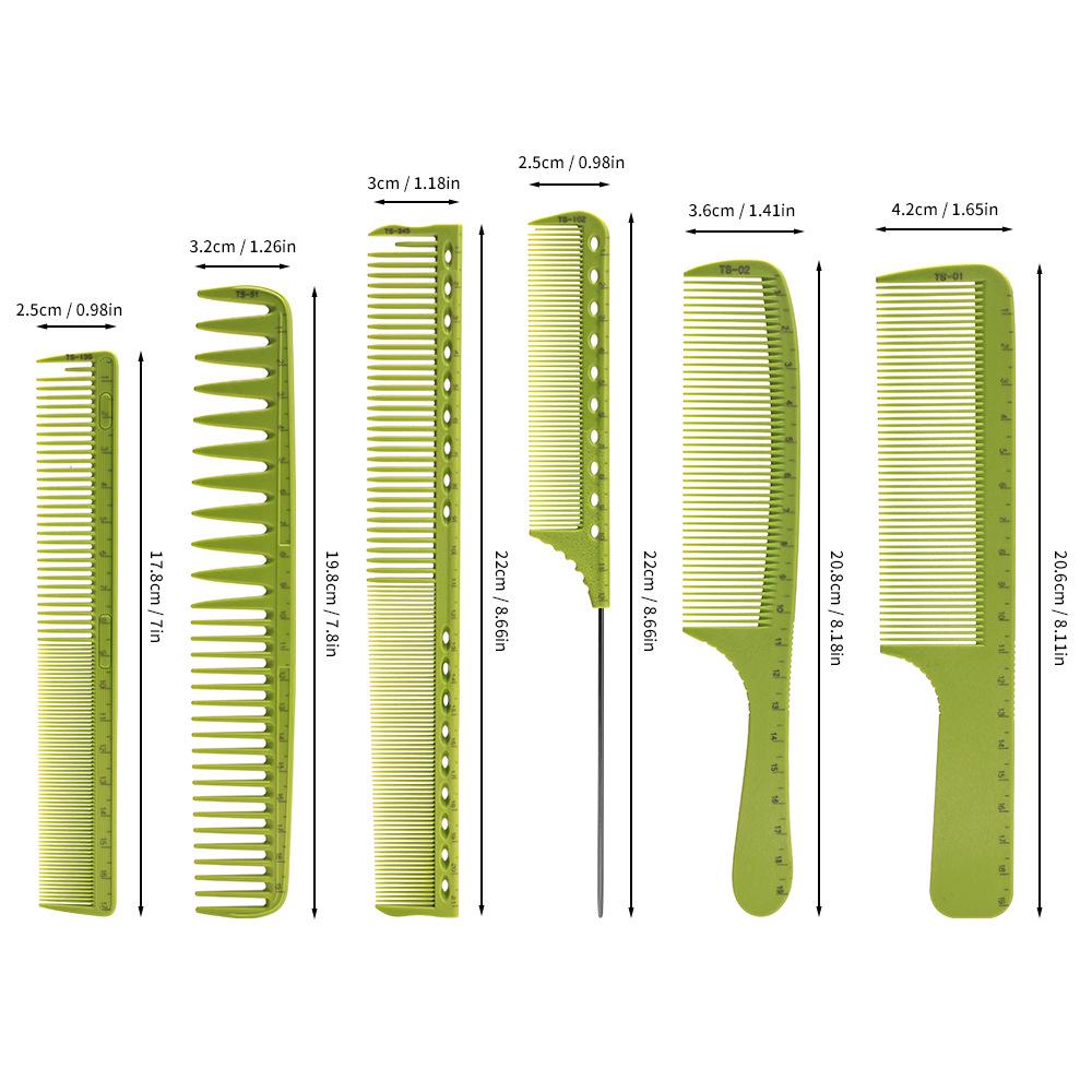 6-Piece Professional Hairdressing Comb Set for Barbers and Stylists - Men's and Women's Hair Cutting Combs