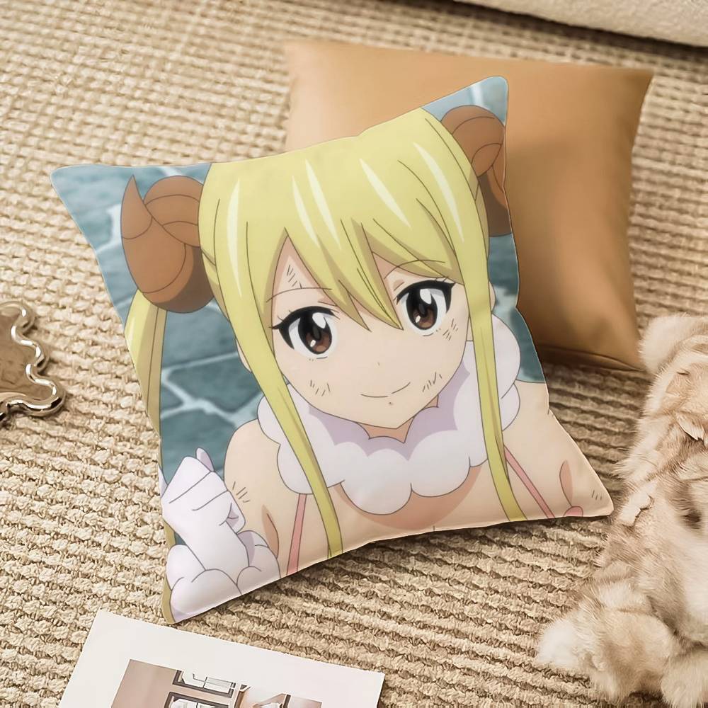 F-Fairy Tail E-Erza Scarlet Pillow Case Anti-dustmite Invisible Zipper Sofa Bed