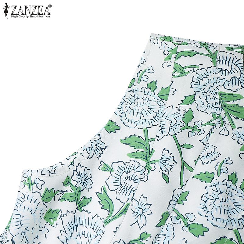 ZANZEA Women Summer Round Neck Sleeveless Floral Print Casual Tank Tops