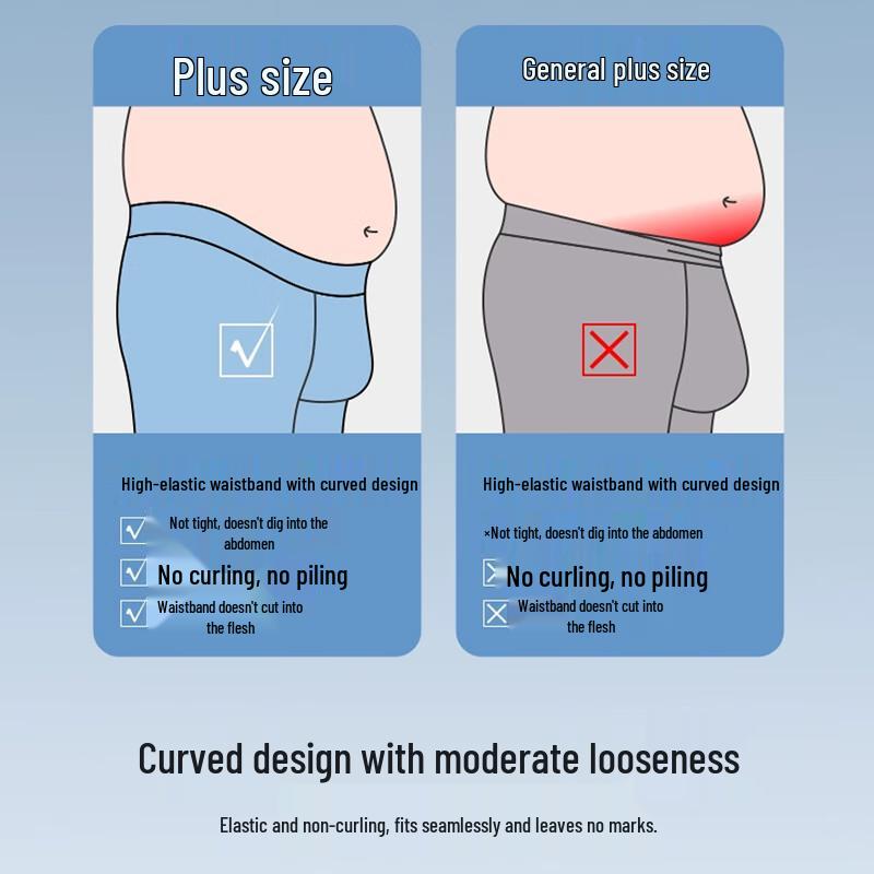 MaoRen Men's 10A Antibacterial Ice Silk Plus Size Boxer Briefs