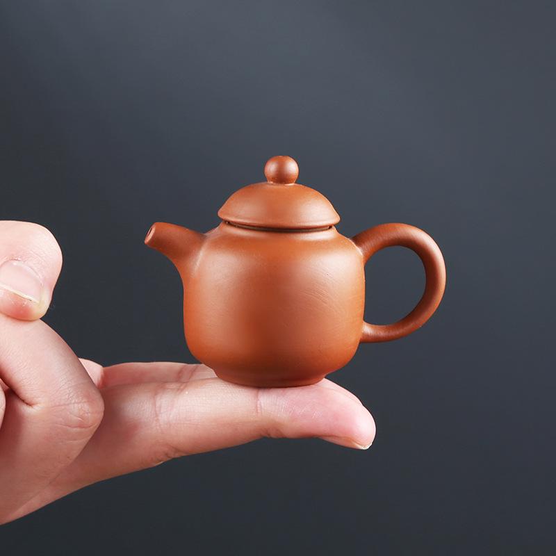 Kiln-altered Mini Purple Clay Teapot, Playable Fingertip Tea Pet and Ornament for Kung Fu Tea Sets