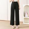Woxue 2025 Summer Breathable Elastic Waist Straight-Leg Pants for Middle-Aged Women