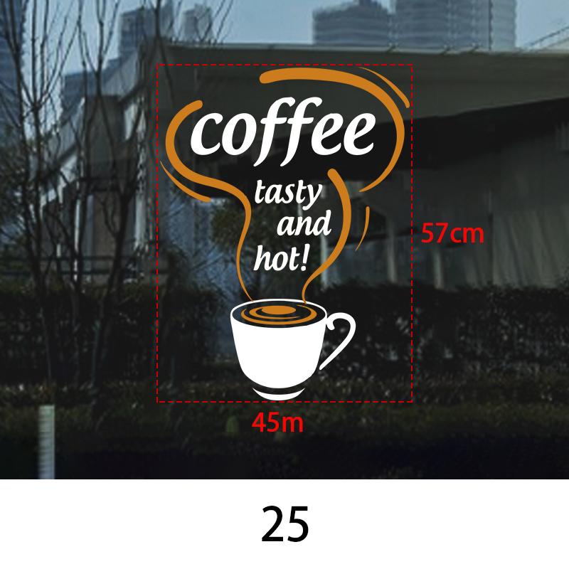 Coffee Shop Wall Sticker Cafes Ice Cream Bread Cake Wall Art Decals DIY Restaurant Milk Tea Shop Decor Sign Window Glass Film
