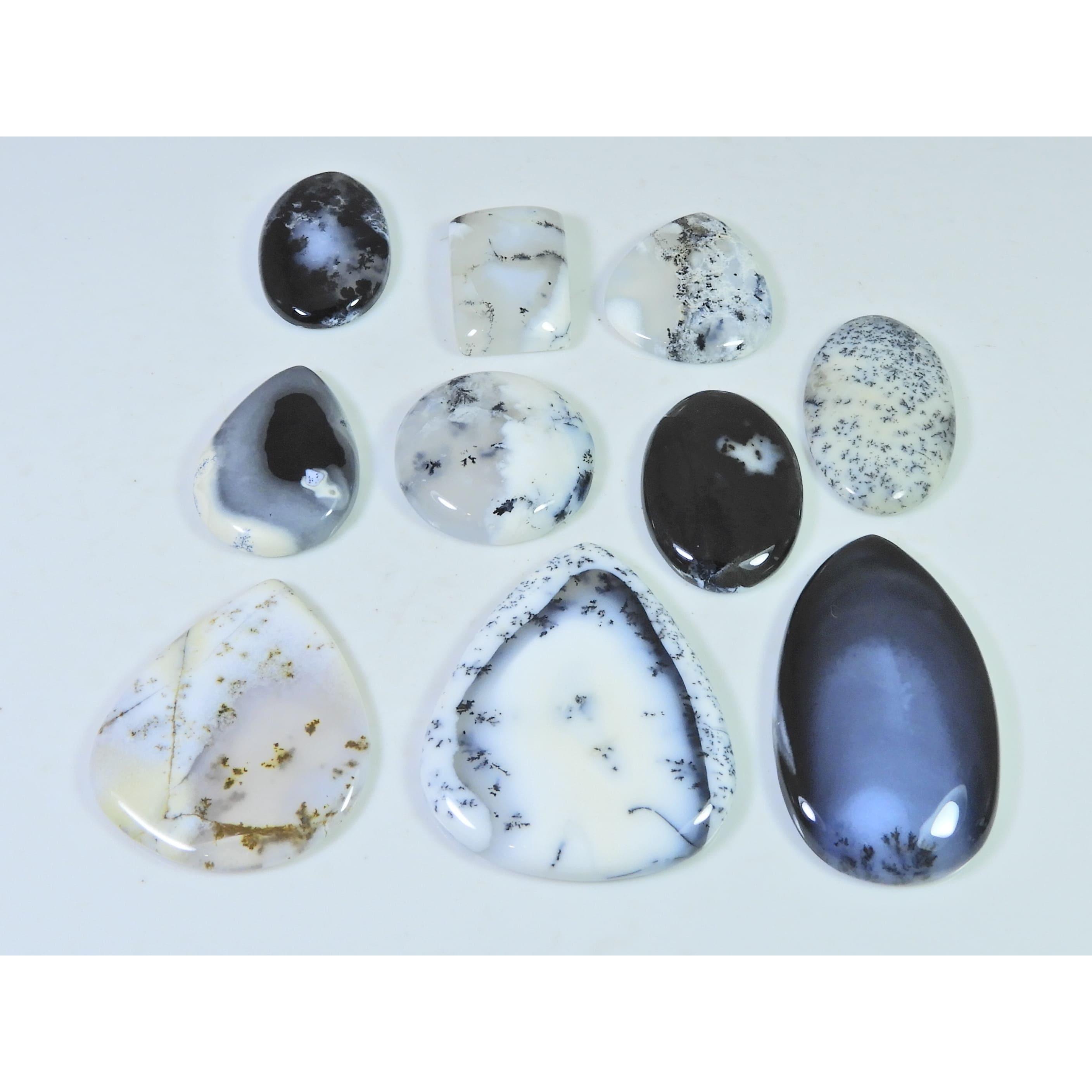 260Cts. Natural Dendrite Opal Agate Mix Cabochon Loose Gemstone 10 Pcs Lot C-1314