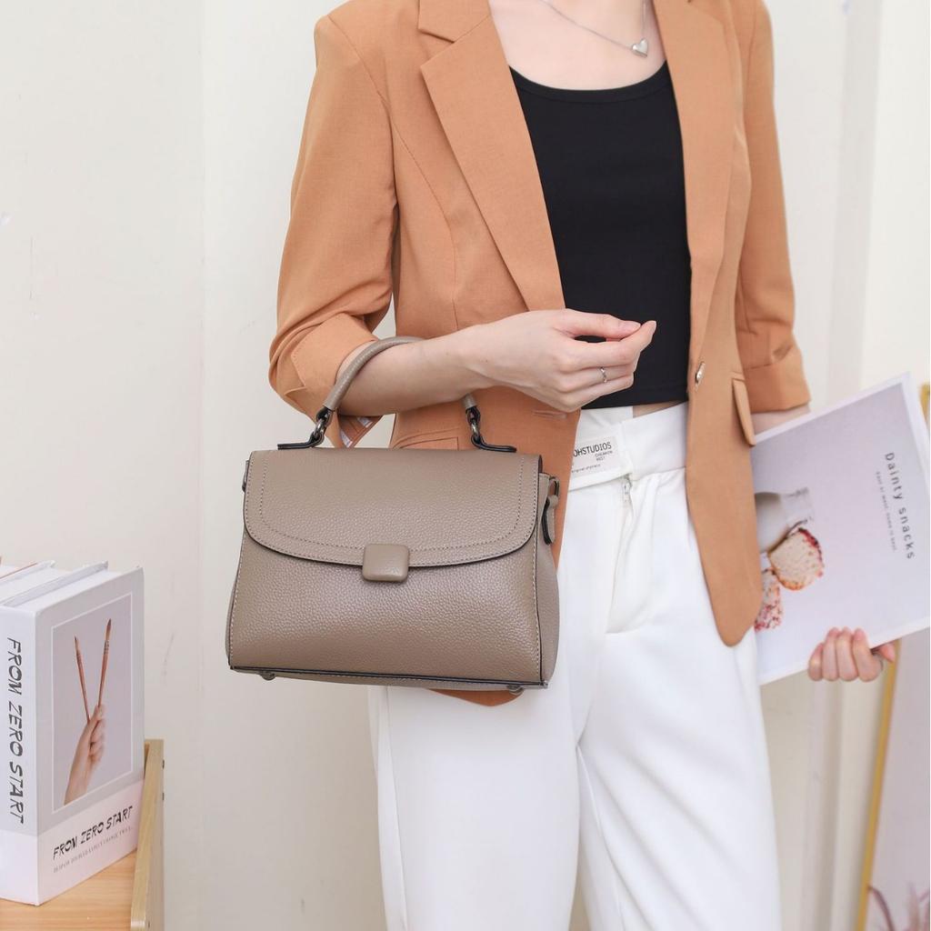 Cowhide Shoulder Women's Bag Large Capacity, Women's Fashion Simple Tote Bag Practical Commuter Bag Multi-partition