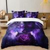 Night Sky Duvet Cover Set Queen King Size Lightweight Quilt Covers Bedroom Decor Starry Design Sky Bedspread Covers No Comforter