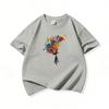 Kids Cotton T Shirt Multicolor Flower Girl Print Crew Neck Short Sleeve Tee Casual Breathable Boys Girls Summer Tops