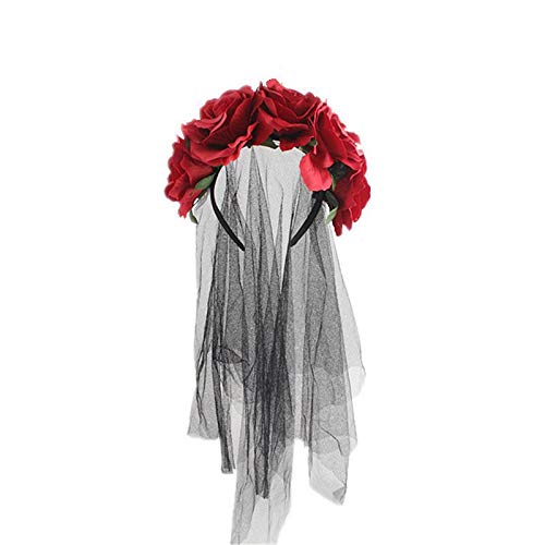 Milky Time Halloween Cosplay Zombie Vampire Ghost Costume with Rose Bride, Cute and Sexy Zombie Bride Long Black Hair (M)