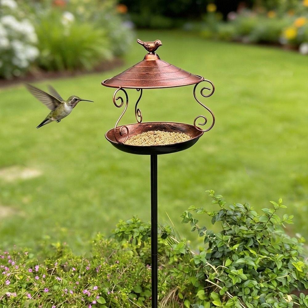 Large Capacity Standing Bird Feeder Weatherproof Hummingbird Feeder Wild Feeding Station Patio