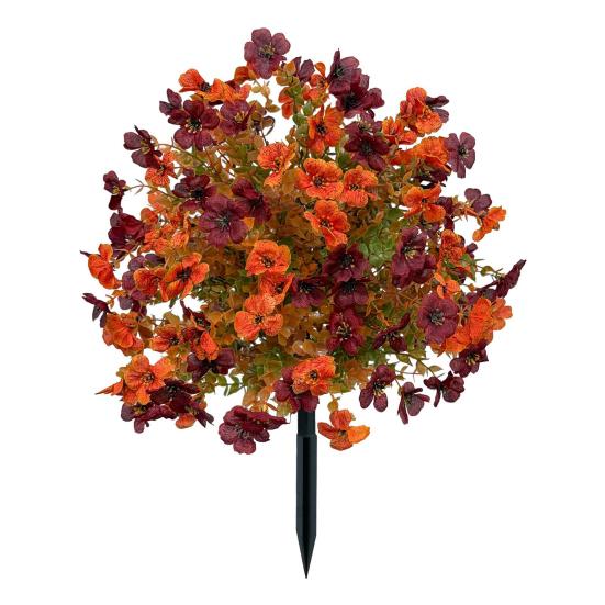 22" Artificial Violet Flower Topiary Ball Tree, UV Resistant Fake Bushes Shrubs with Ground Spike, Plastic Realistic Fake Plants for Porch, Garden,