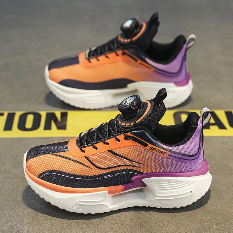 Spring and Summer Children's Breathable Sports Shoes Jue Ying Running Shoes Rotating Buckle Primary School Students Physical Education Class Leisure