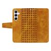For Samsung Galaxy A55 5G Leather Case Wallet Stand Grids Imprinted Phone Cover with Strap