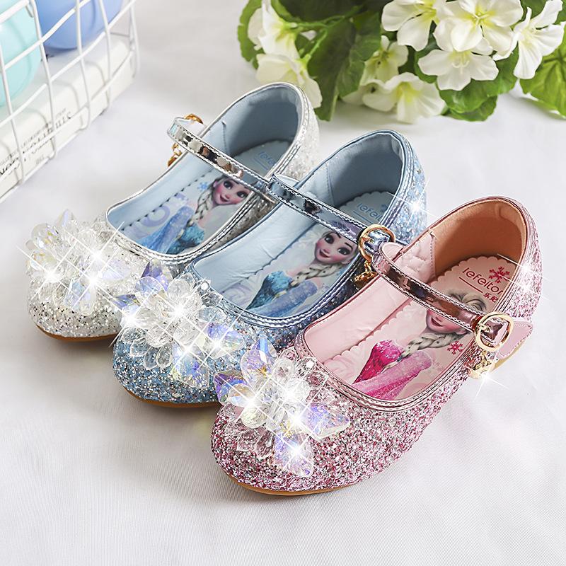 Girls' Elsa Princess Crystal High Heels - Spring/Autumn Fashion Shoes for Little Girls