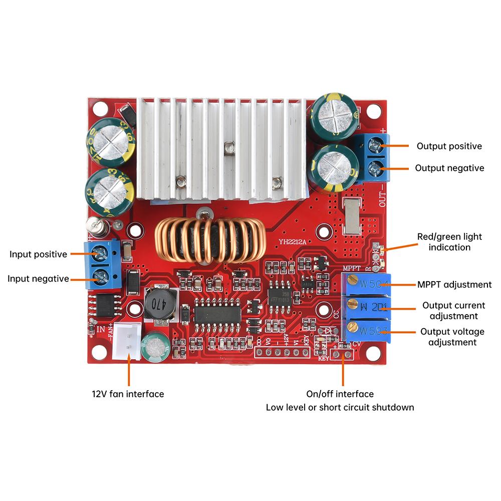 MPPT Boost Lade Modul Solarlade Modul DC 6-50V 15A Konstantspannung & Strom Einstellbar Stromversorgung mit Synchrongleichrichter