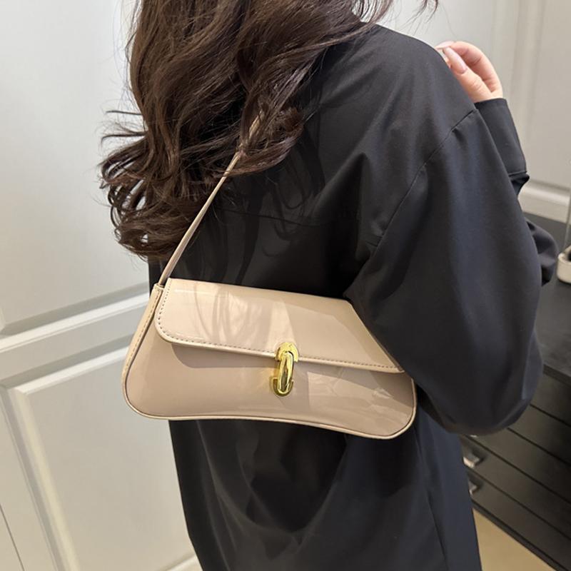 Women's Vintage Solid Color Smooth Texture Shoulder Bag Elegant PU Leather Flap Small Underarm Bag  for Dating, Outings, Parties