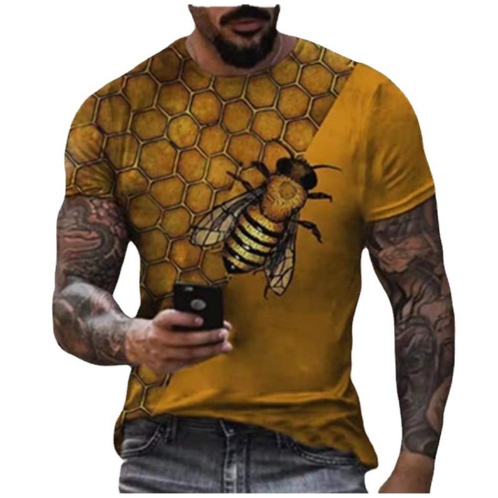 Fashion Design 3D Digital Printing Men's Street Trendy Round Neck Short Sleeved T-shirt